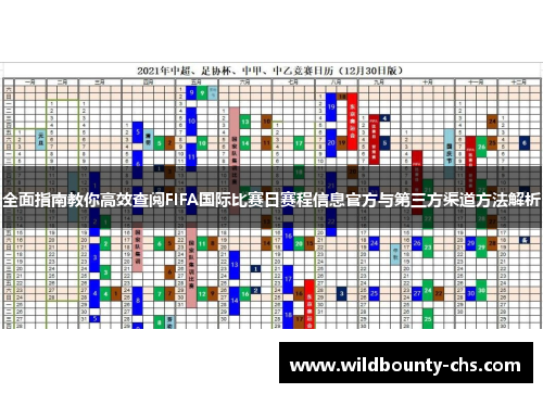 全面指南教你高效查阅FIFA国际比赛日赛程信息官方与第三方渠道方法解析